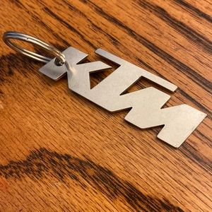 KTM Racing Motorcycle Dirt Bike Motocross Silver Chrome Keychain Accessory